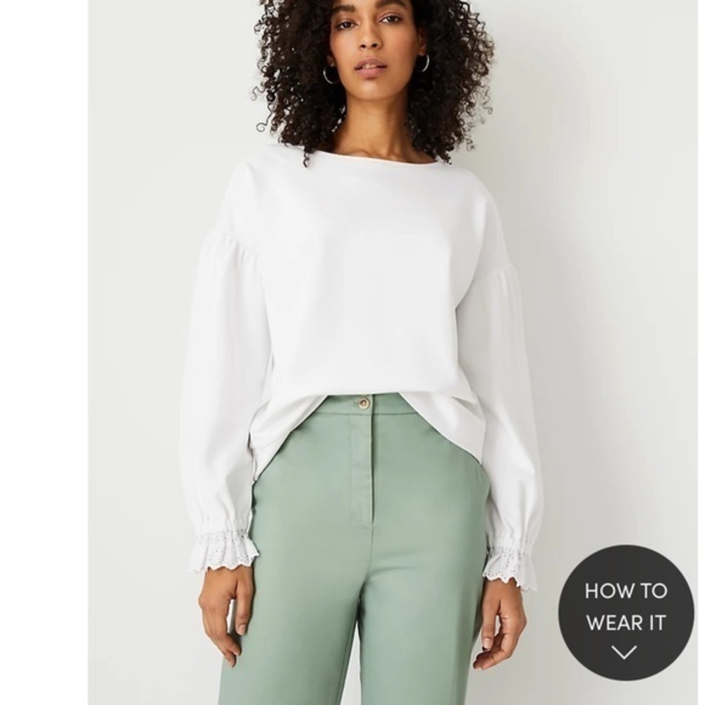 Lace Ruffle Cuff Ponte Top